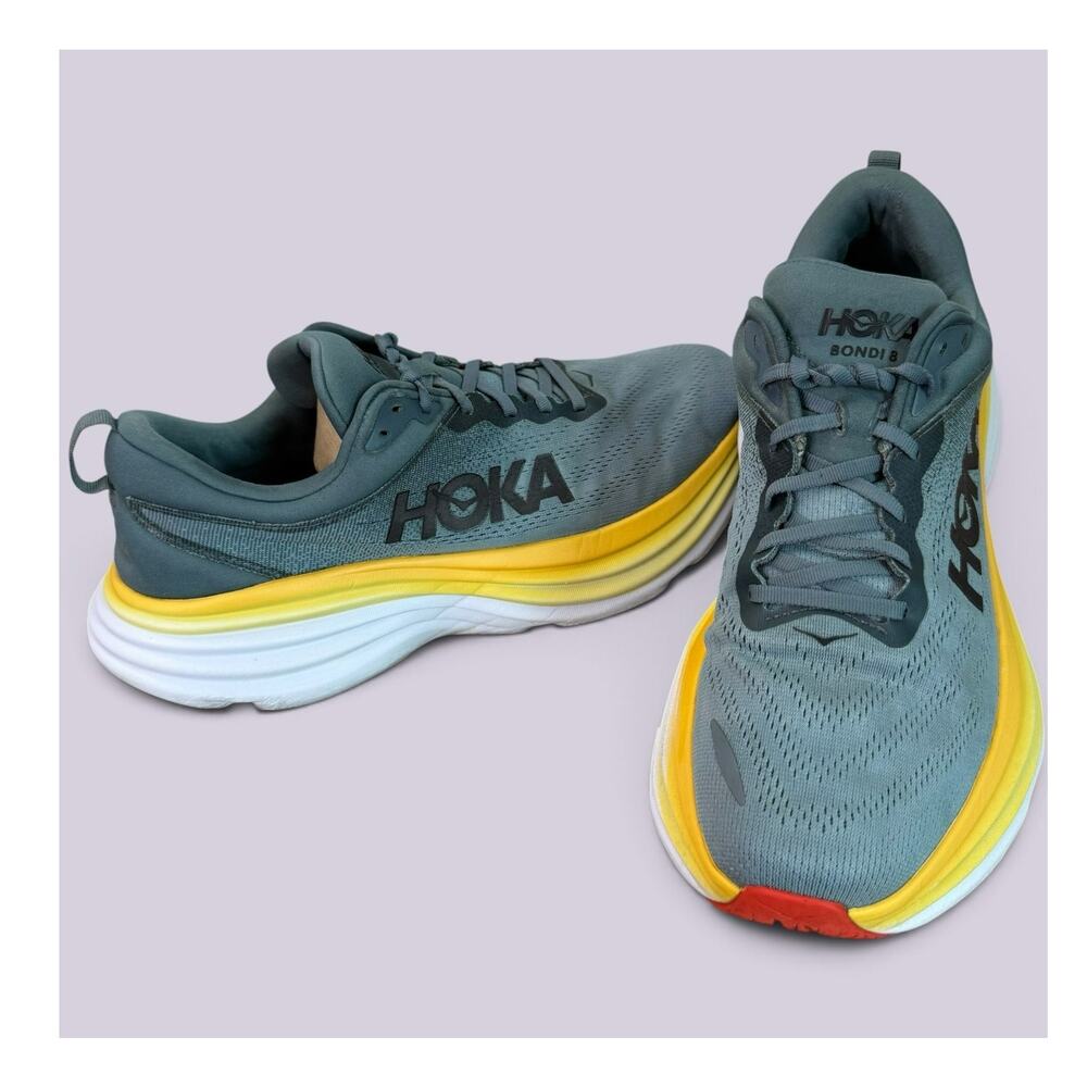 HOKA One One Bondi 8 Running Sneakers Mens 12 2E Wide Goblin Blue 1127953 GBMS